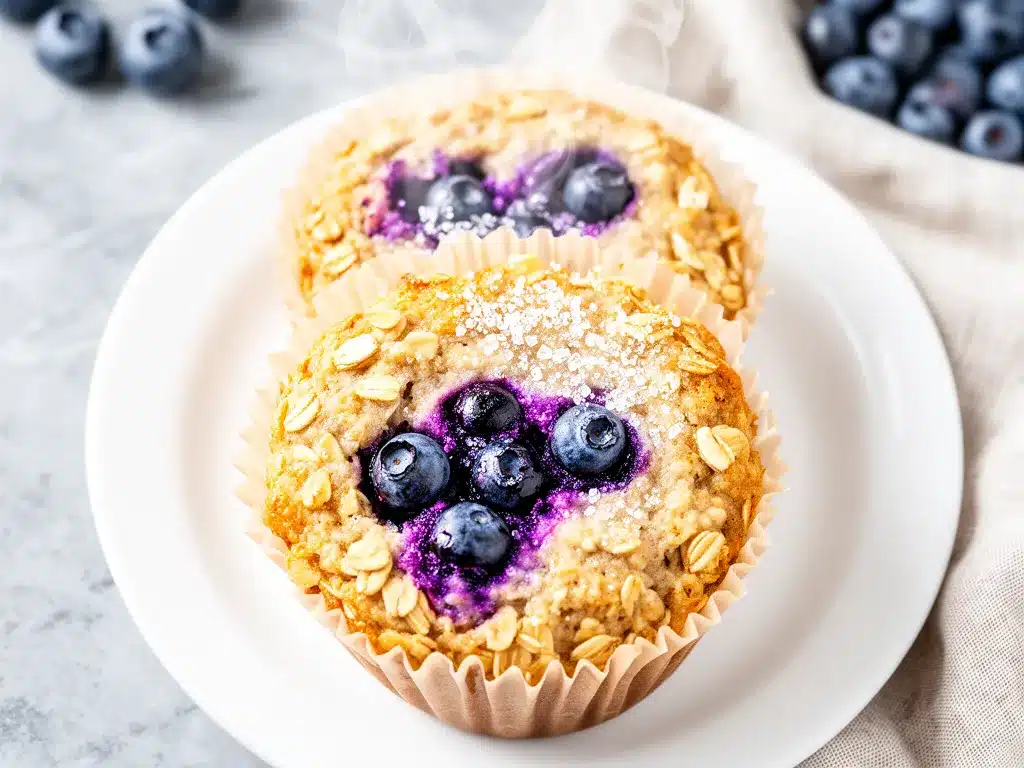 Make-Ahead Blueberry Baked Oatmeal Cups 4 blueberry baked oatmeal cups preparation steps