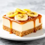 caramel banana cream cheesecake bars - featured image