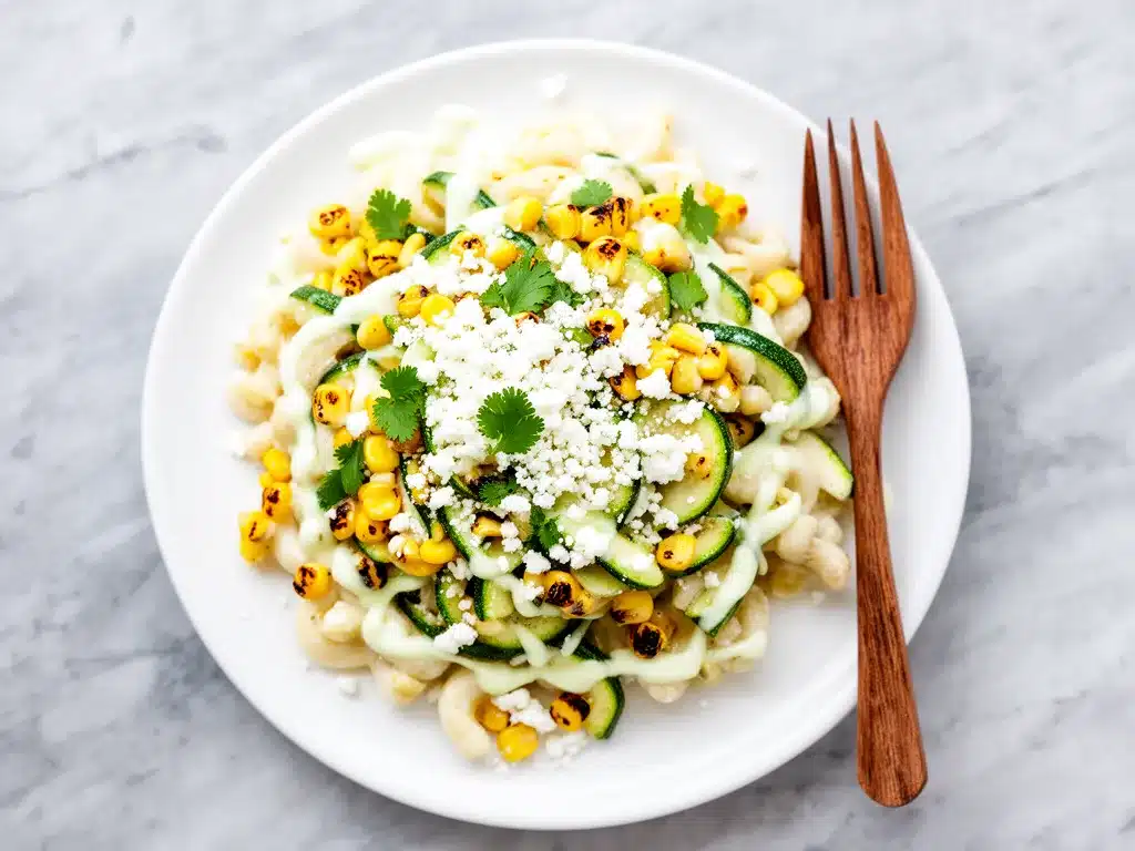 Charred Corn Zucchini Elote Pasta Salad: Better Than Takeout 4 Charred Corn Zucchini Elote Pasta Salad preparation steps