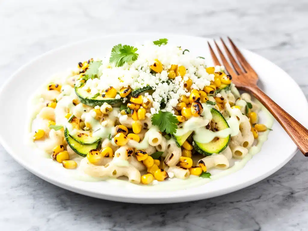 Charred Corn Zucchini Elote Pasta Salad - featured image