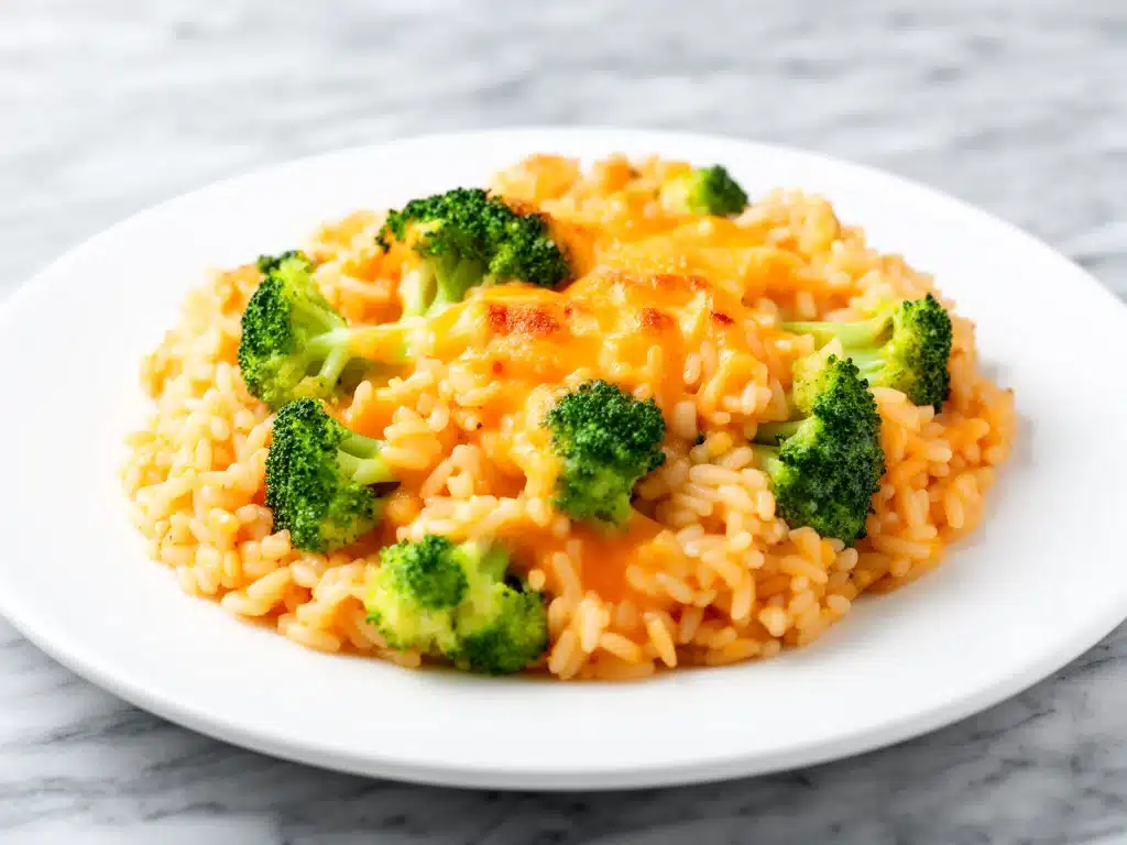 Home 4 Cheesy Broccoli Cheddar Rice Bake - featured image