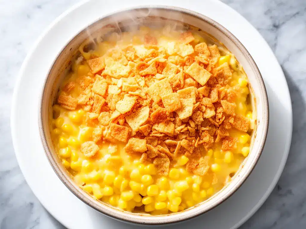 Cheesy Corn Casserole: Easy 3-Ingredient Side Dish 4 cheesy corn casserole preparation steps