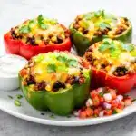 cheesy enchilada stuffed bell peppers - featured image