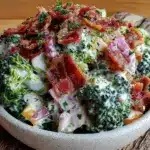 creamy broccoli bacon ranch salad - featured image