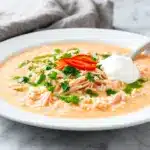 creamy buffalo chicken and rice soup - featured image