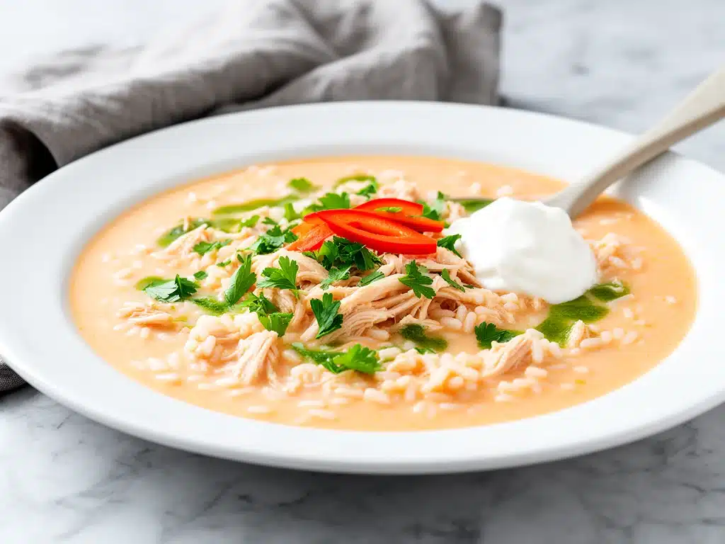 Home 5 creamy buffalo chicken and rice soup - featured image