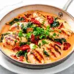 creamy sun-dried tomato spinach chicken skillet - featured image