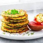 crispy air fryer zucchini parmesan chips - featured image