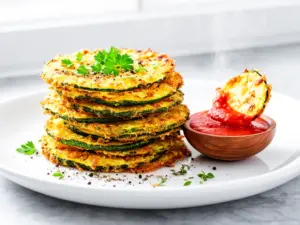 crispy air fryer zucchini parmesan chips - featured image