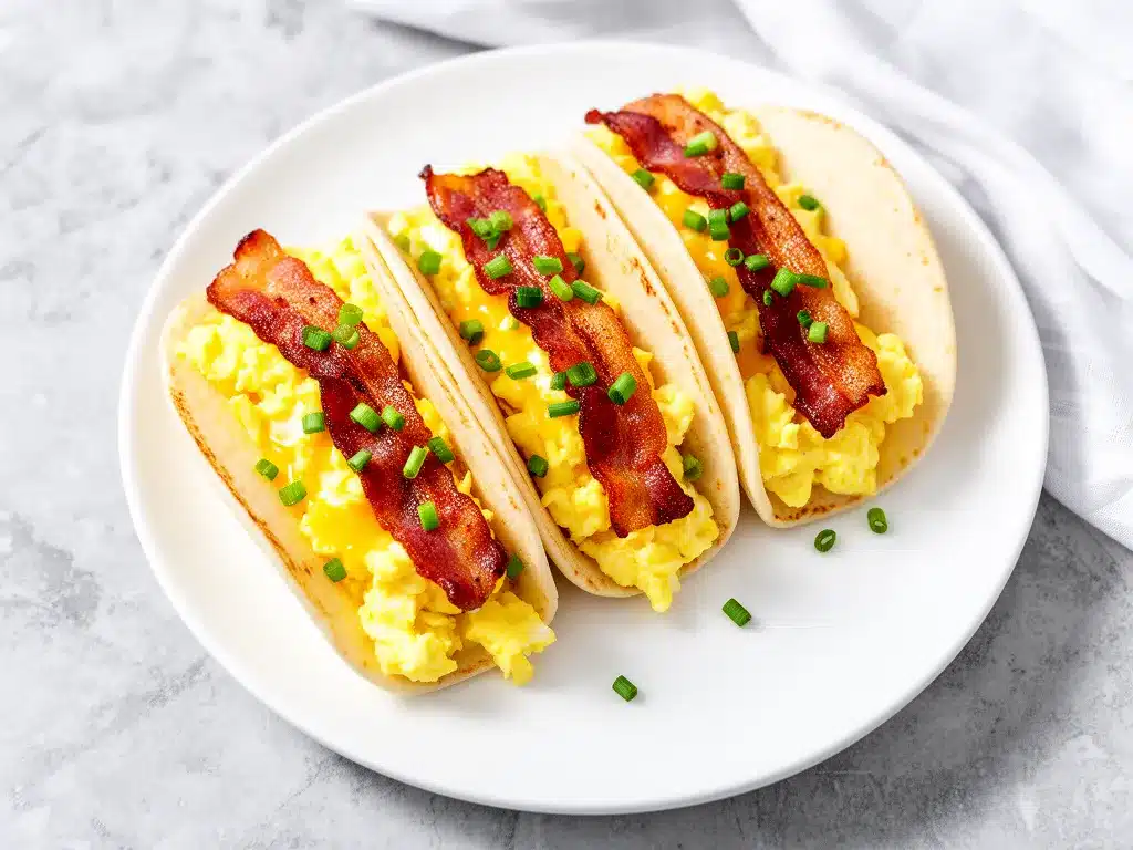 Crispy Bacon and Egg Breakfast Tacos: 5-Min Easy Recipe 4 crispy bacon and egg breakfast tacos preparation steps