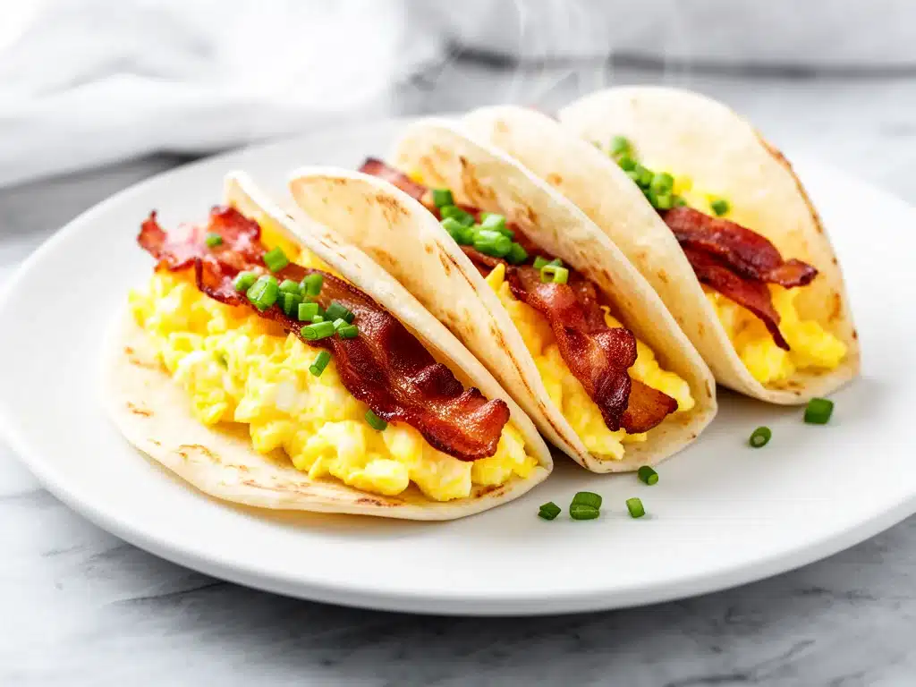 Home 2 crispy bacon and egg breakfast tacos - featured image