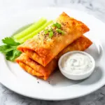 crispy buffalo chicken egg rolls - featured image