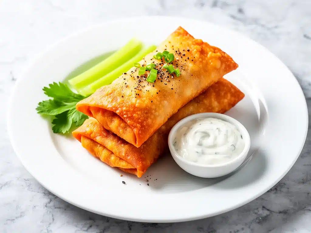 Home 5 crispy buffalo chicken egg rolls - featured image