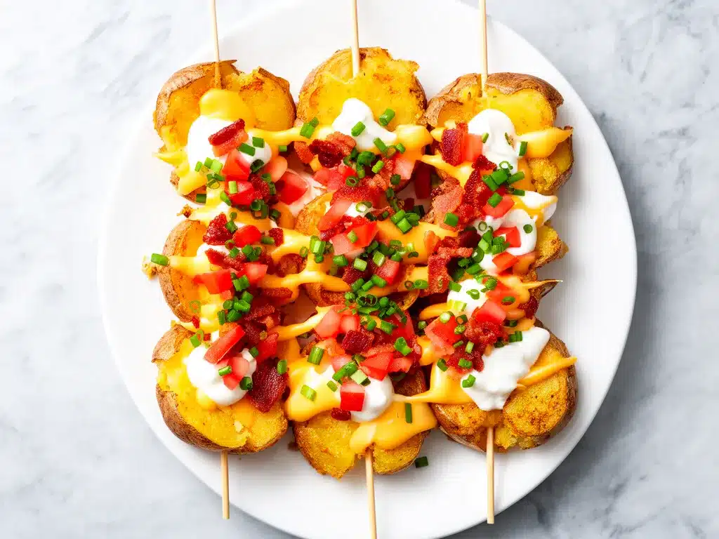 Crispy Loaded Smashed Potato Skewers: Best Party Appetizers 4 Crispy Loaded Smashed Potato Skewers preparation steps