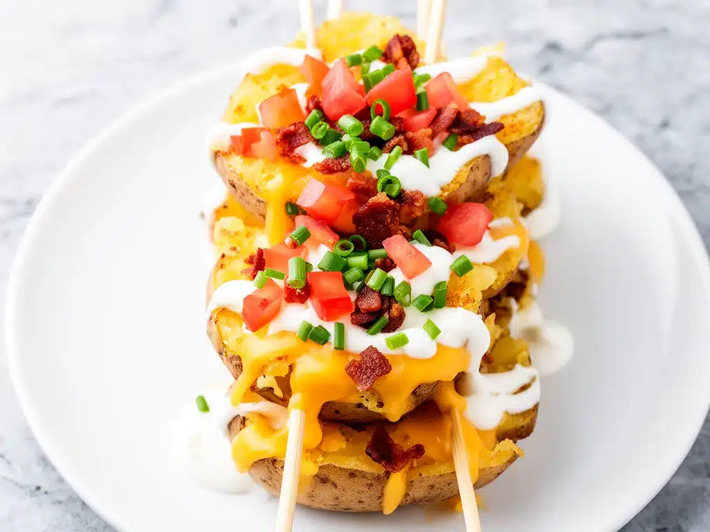 Home 4 Crispy Loaded Smashed Potato Skewers - featured image