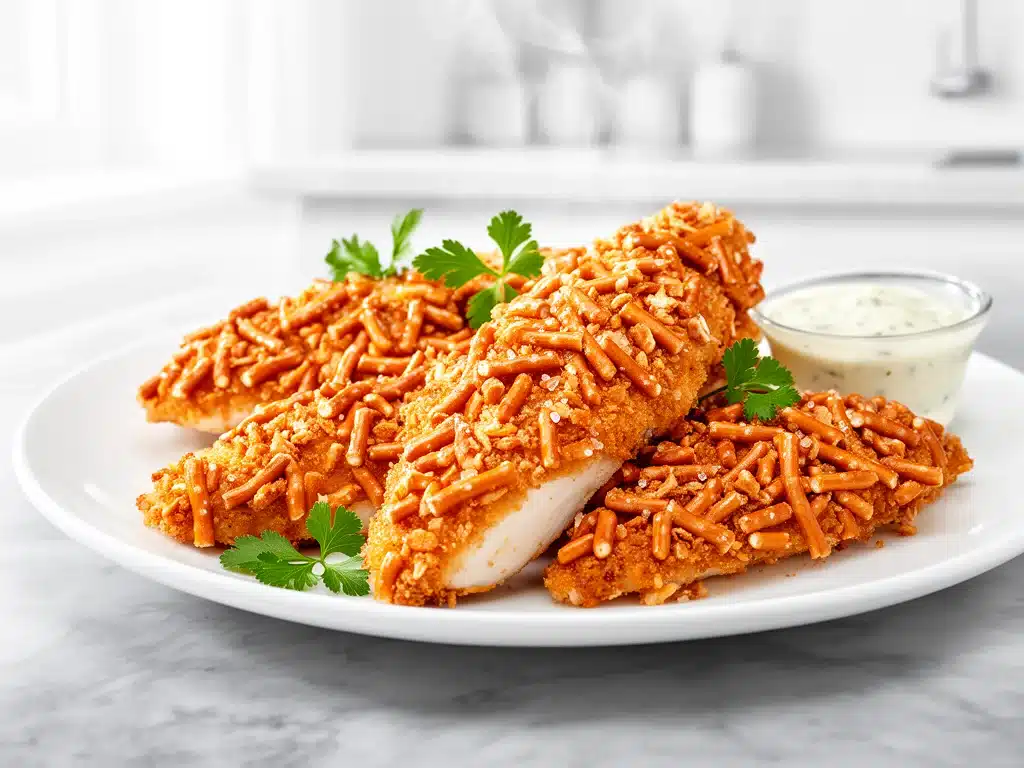 Home 4 Crispy Pretzel Crusted Baked Chicken Tenders - featured image