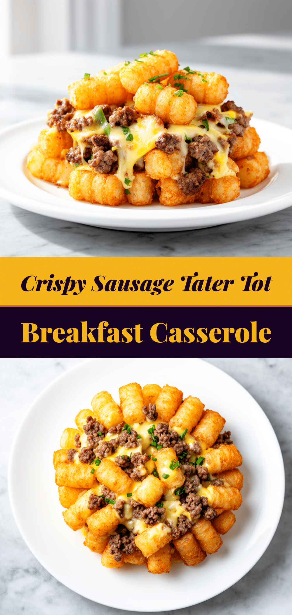 Crispy Tater Tot Breakfast Casserole with Sausage: 5 Easy Steps 5 Crispy Tater Tot Breakfast Casserole with Sausage recipe
