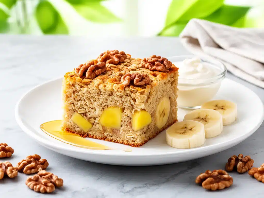 Home 3 fluffy banana nut baked oatmeal squares - featured image