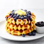 fluffy blueberry buttermilk waffles - featured image