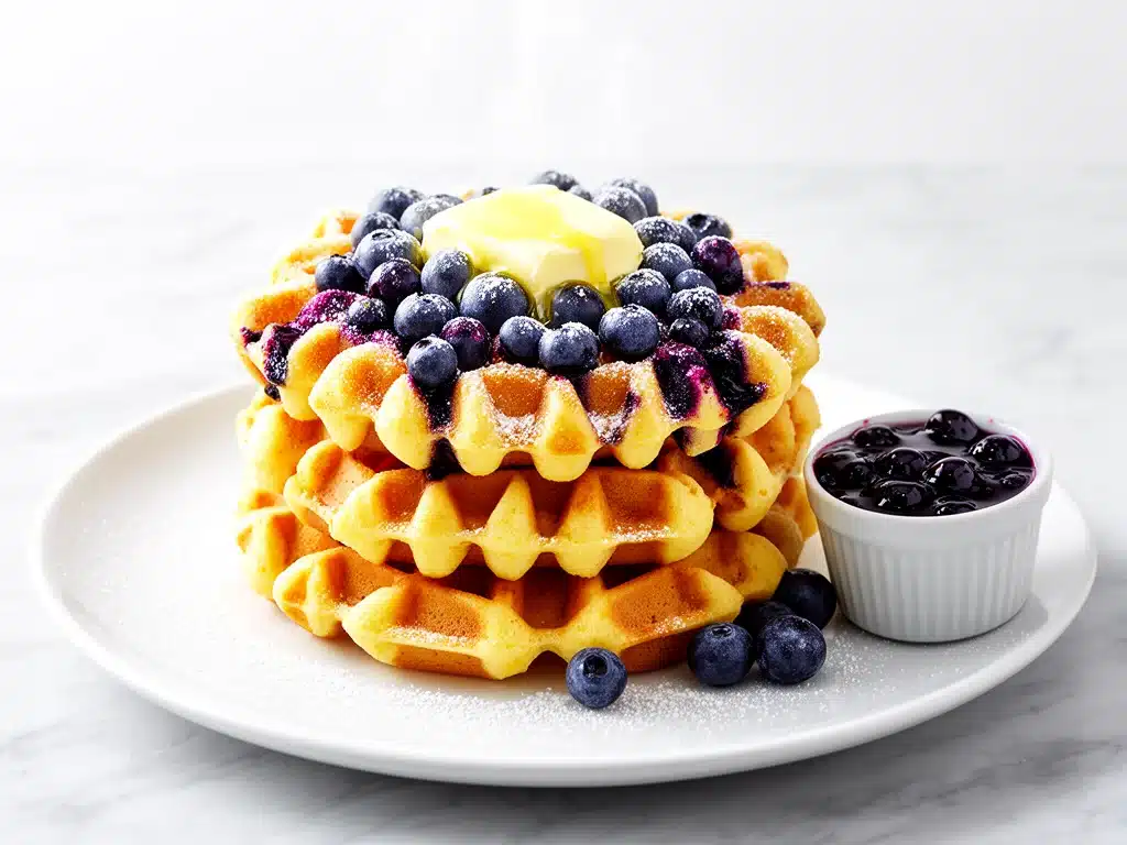 Home 2 fluffy blueberry buttermilk waffles - featured image