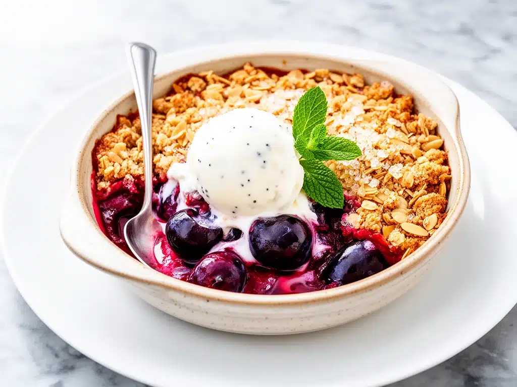 fresh plum almond crumble - featured image