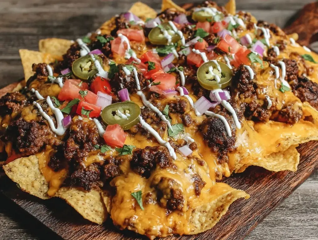 game day sheet pan nachos with ground turkey - featured image