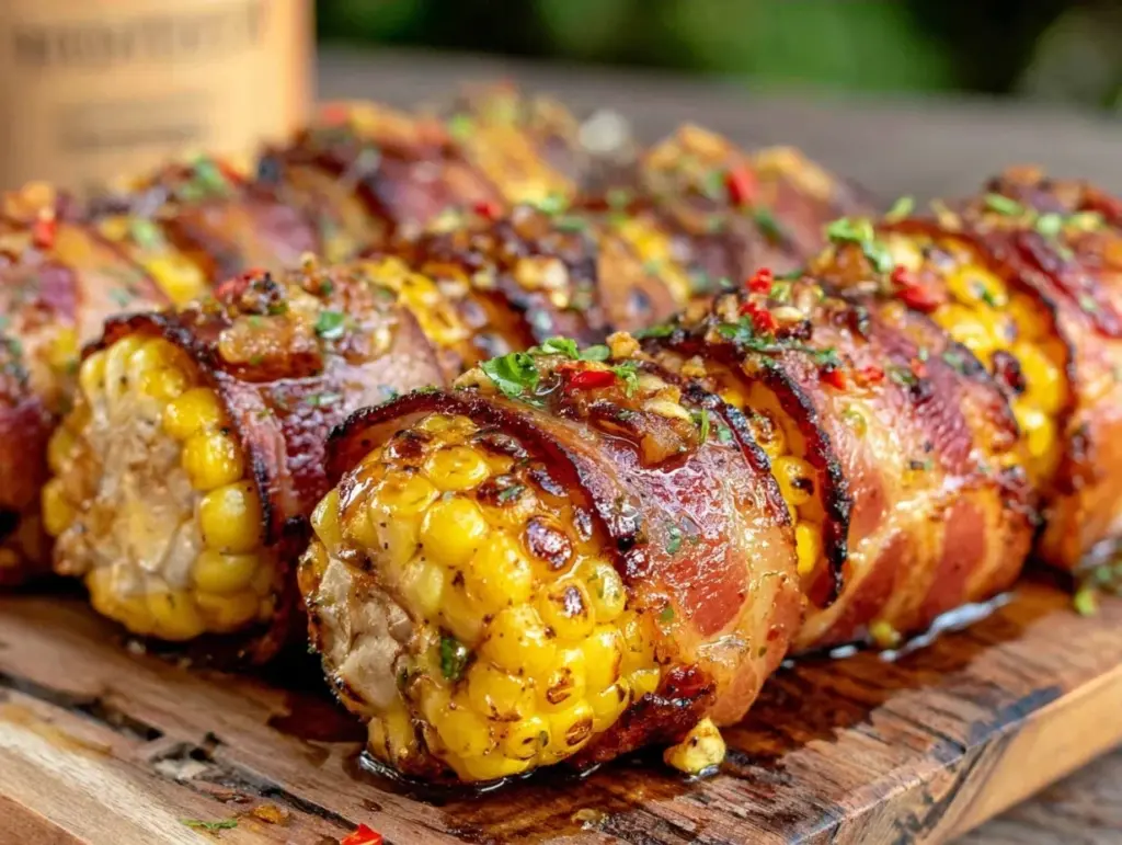 grilled bacon wrapped corn - featured image