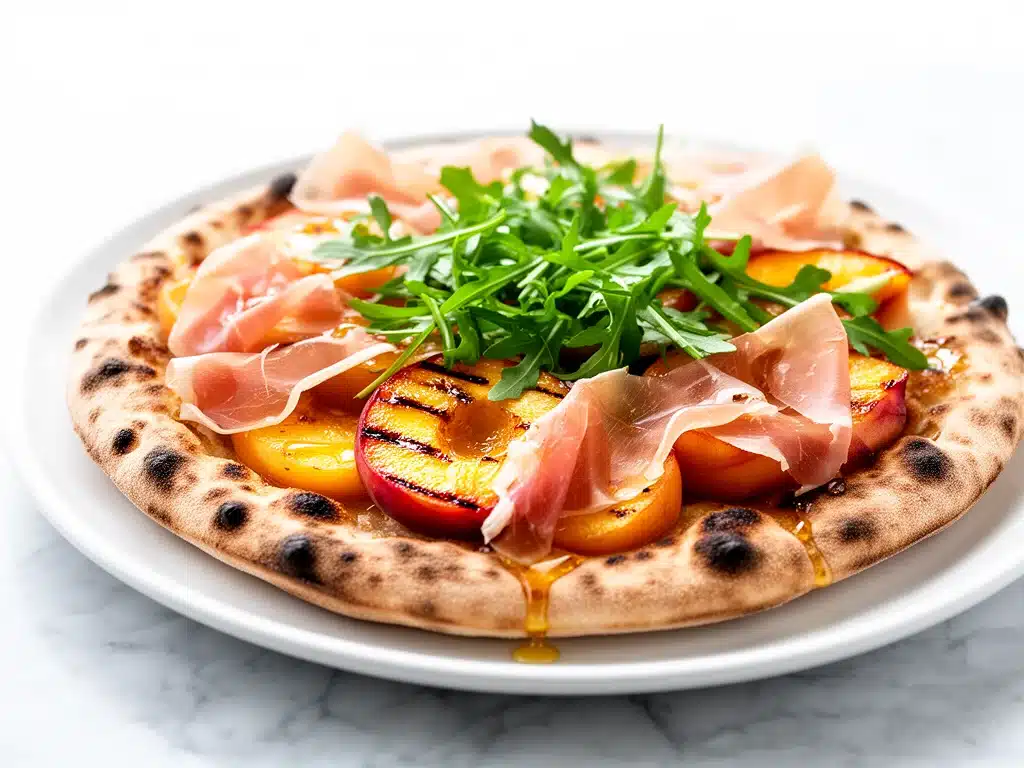 Home 1 grilled peach prosciutto flatbread - featured image
