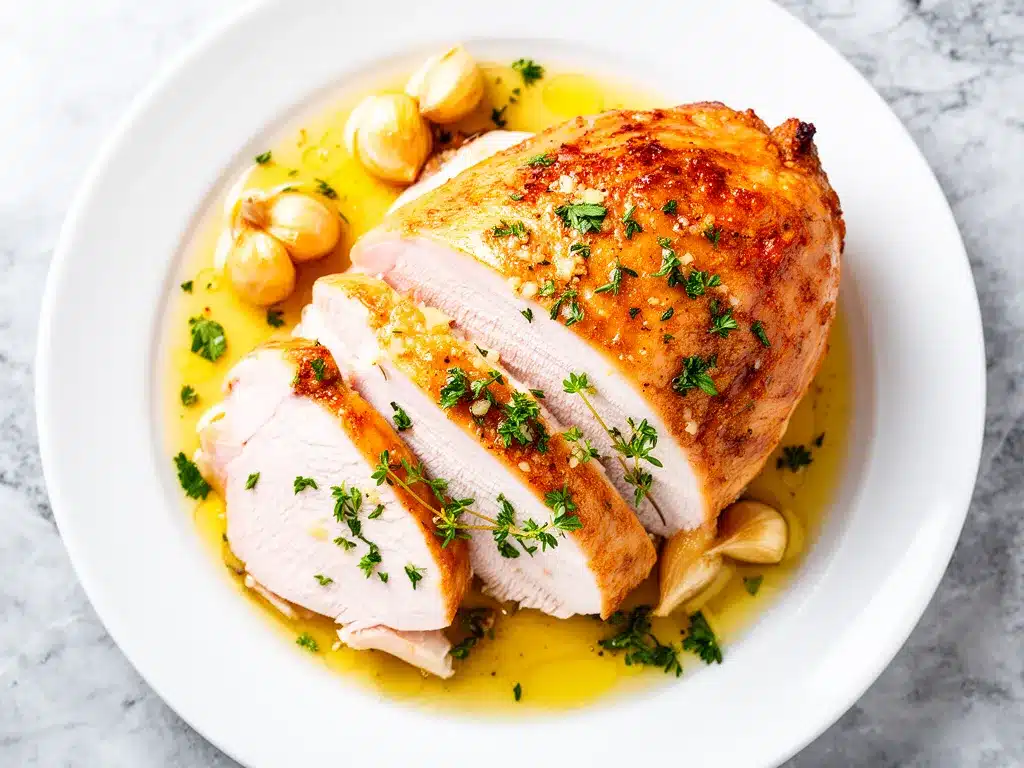 Herb Roasted Garlic Butter Turkey Breast: Easy Weeknight Dinner 4 herb roasted garlic butter turkey breast preparation steps