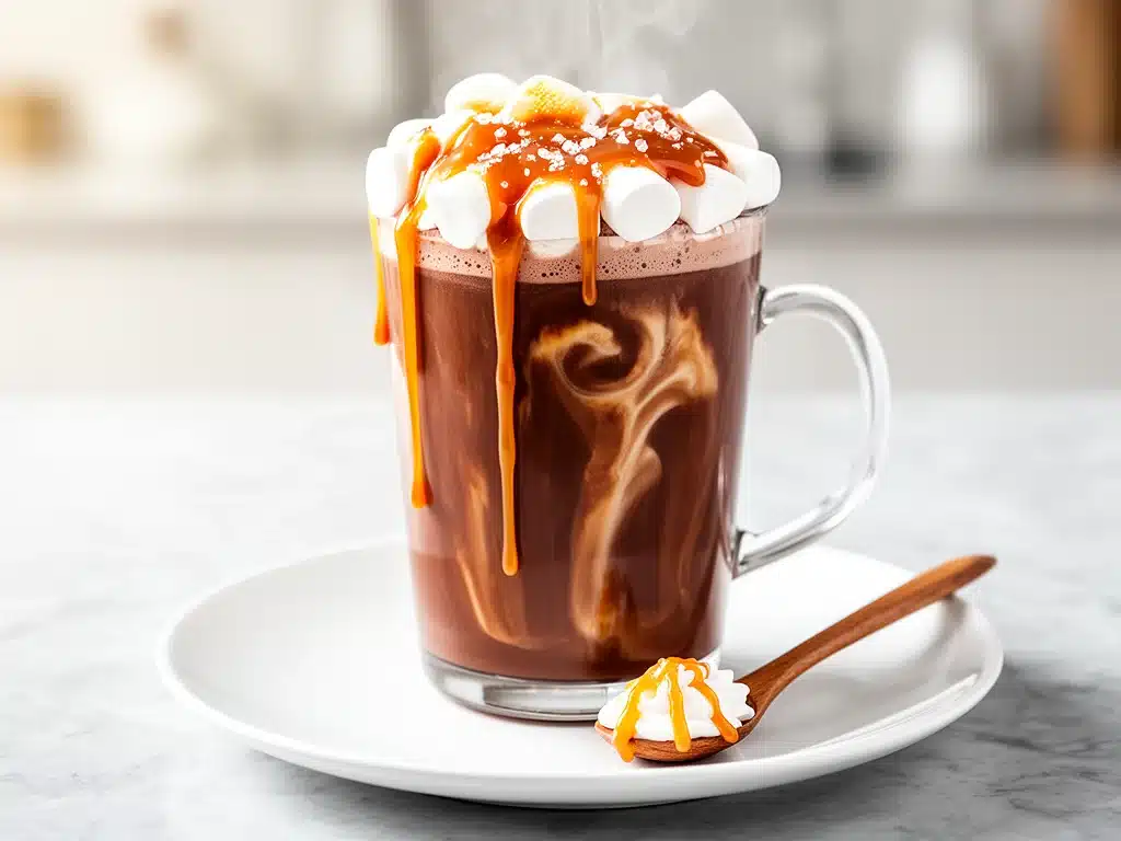 homemade salted caramel hot chocolate - featured image