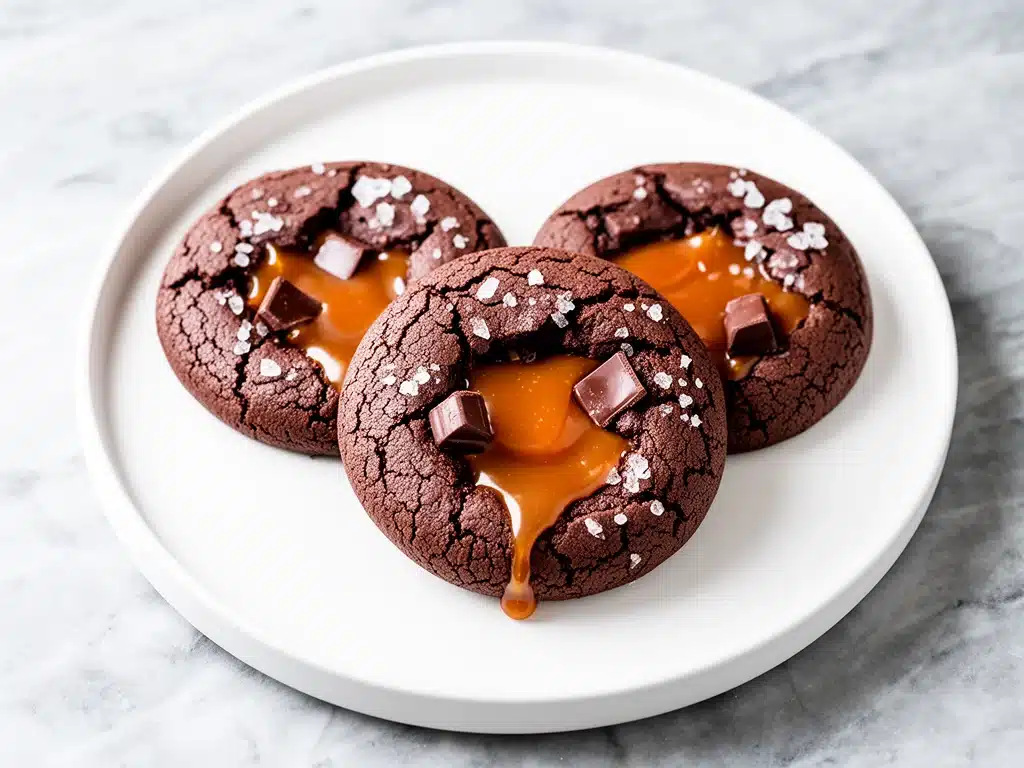 Molten Salted Caramel Chocolate Cookies - featured image