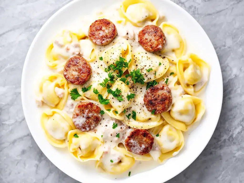 One-Pot Creamy Sausage Tortellini Skillet: Easy 20-Min Weeknight Meal 4 one-pot creamy sausage tortellini skillet preparation steps