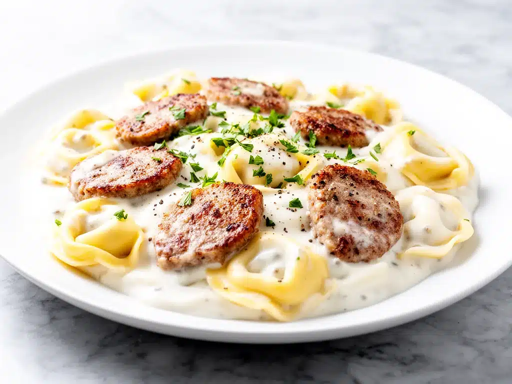 Home 3 one-pot creamy sausage tortellini skillet - featured image