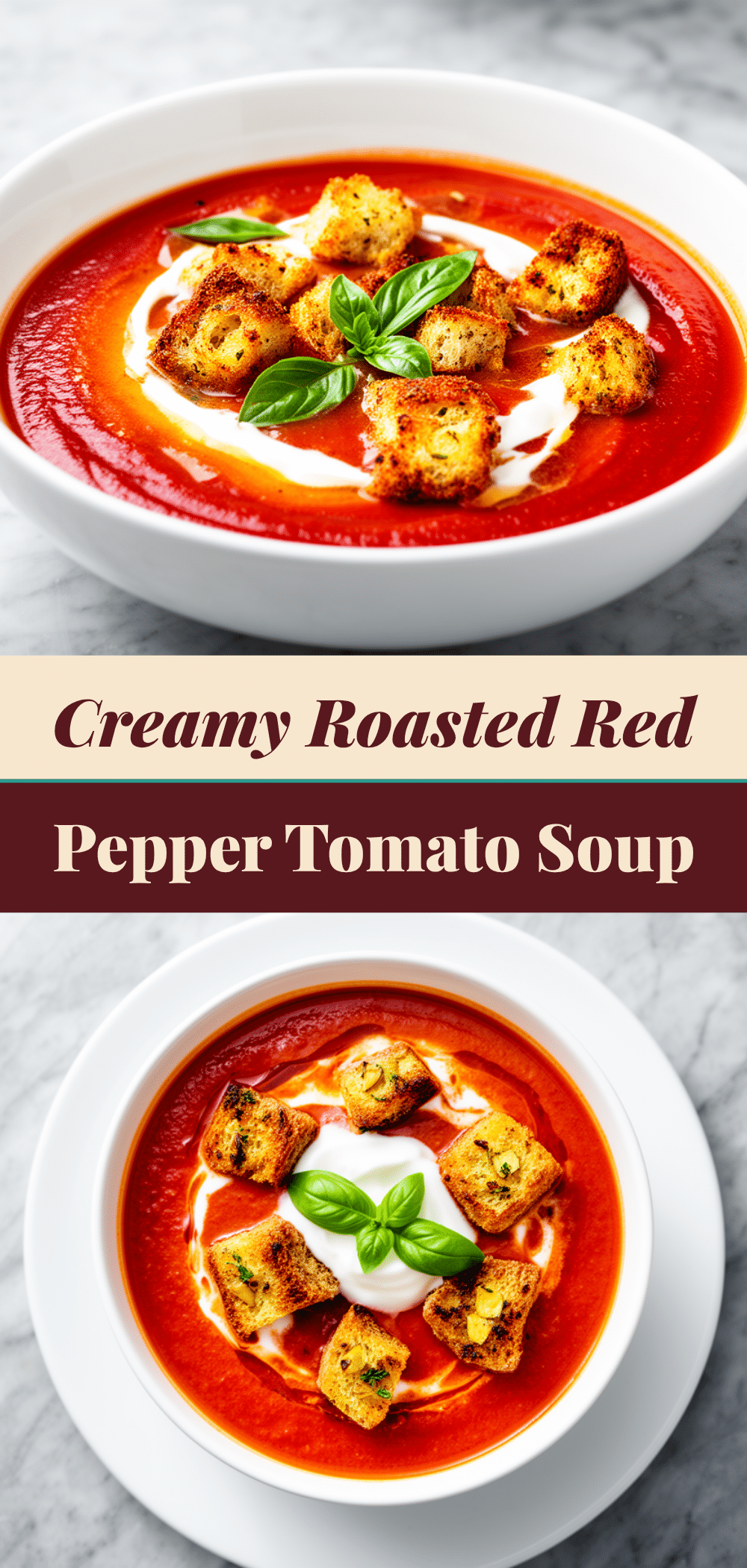 Roasted Red Pepper and Tomato Soup with Garlic Croutons 5 roasted red pepper and tomato soup recipe