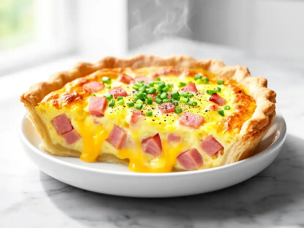 Home 4 Savory Ham and Cheese Breakfast Quiche - featured image