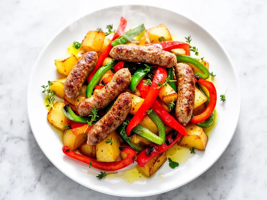 Sheet Pan Sausage and Peppers: 30-Minute Easy Dinner 4 sheet pan sausage and peppers preparation steps