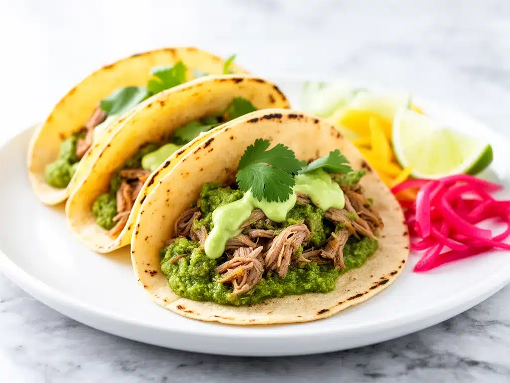 Home 4 slow cooker green chili pork verde tacos - featured image
