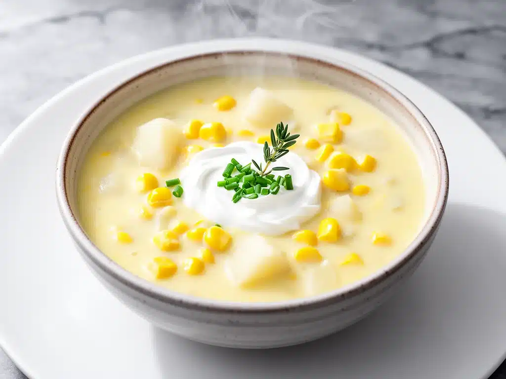 Home 4 slow cooker sweet corn and potato chowder - featured image