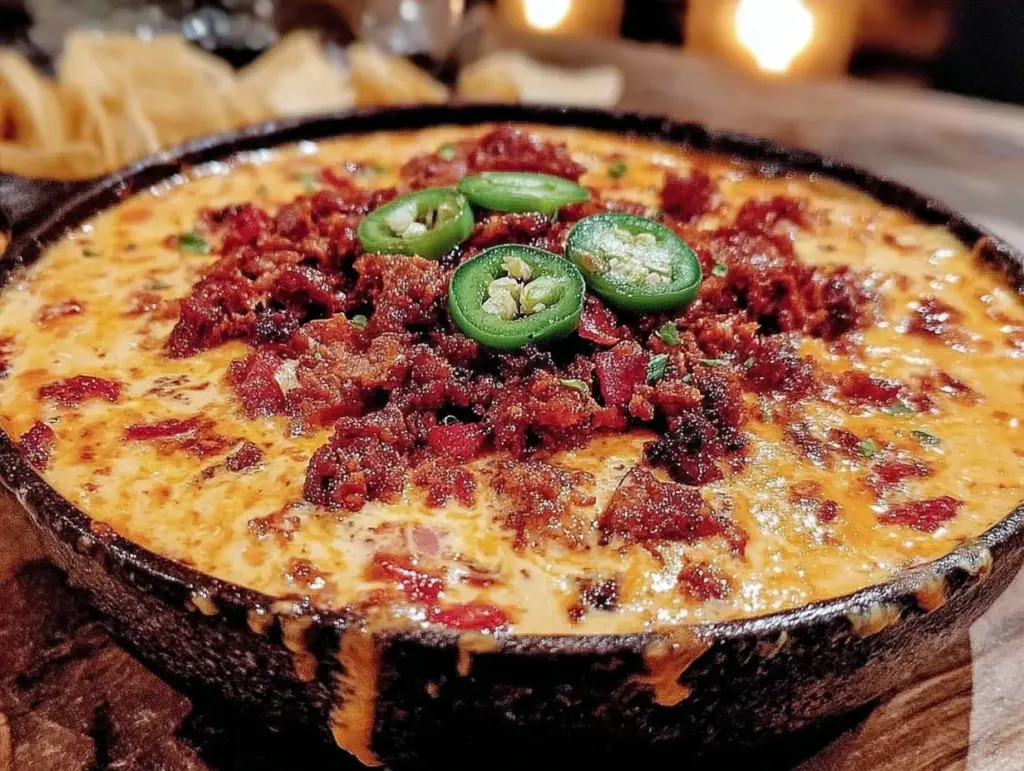 smoked queso dip with chorizo - featured image