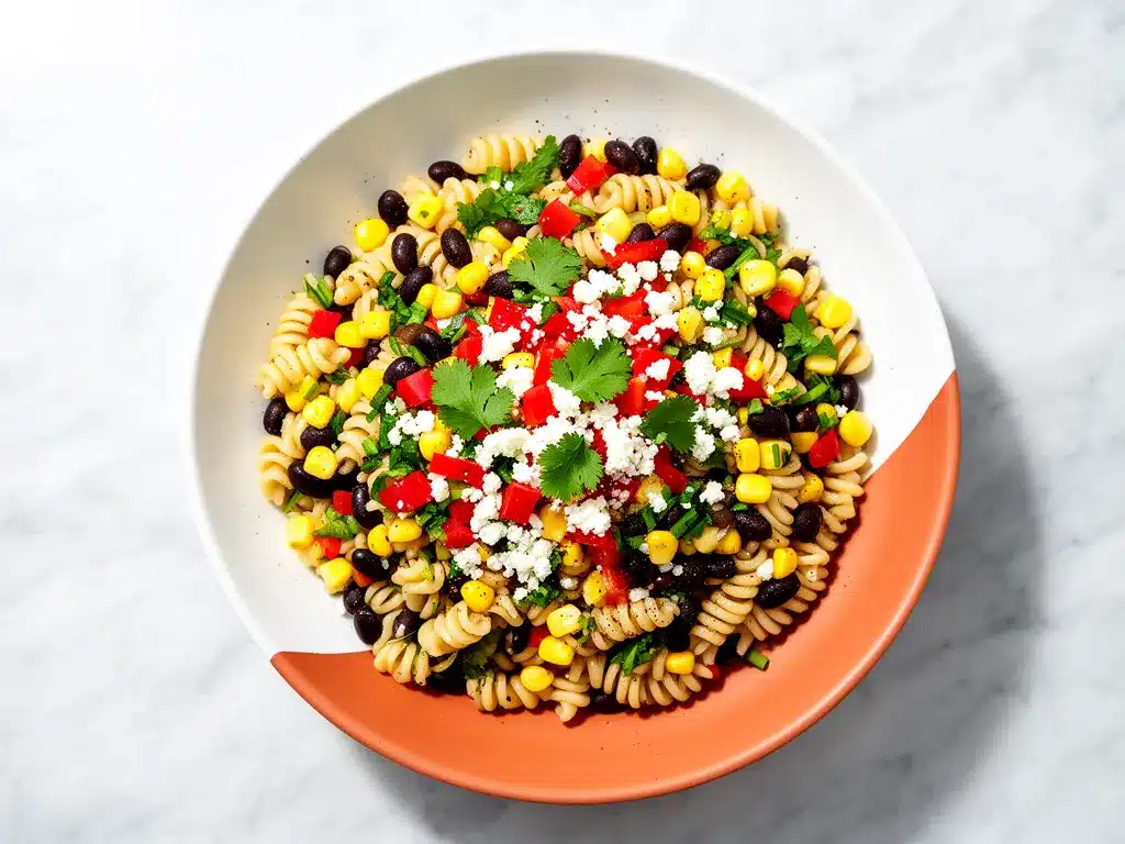 Southwest Corn and Black Bean Pasta Salad: Easy 15-Minute Weeknight Dinner 4 Southwest corn and black bean pasta salad preparation steps