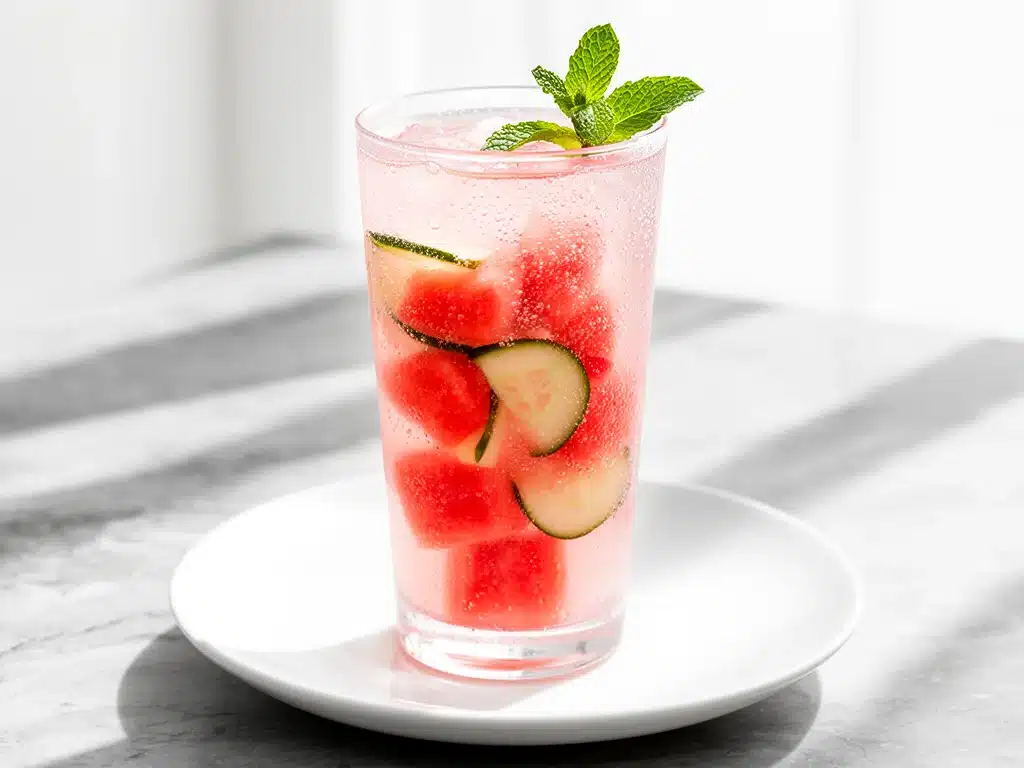 sparkling watermelon cucumber agua fresca - featured image