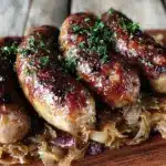 beer braised bratwurst - featured image