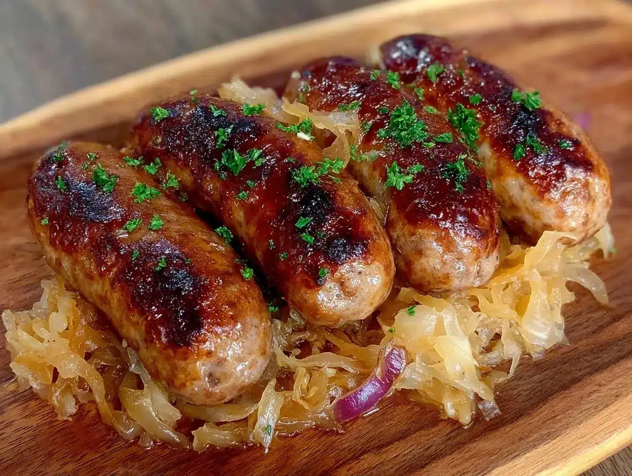 Beer Braised Bratwurst: 1 Trick for Crispy Skin 4 beer braised bratwurst preparation steps