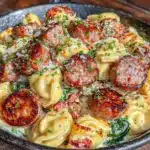 creamy sausage tortellini skillet - featured image