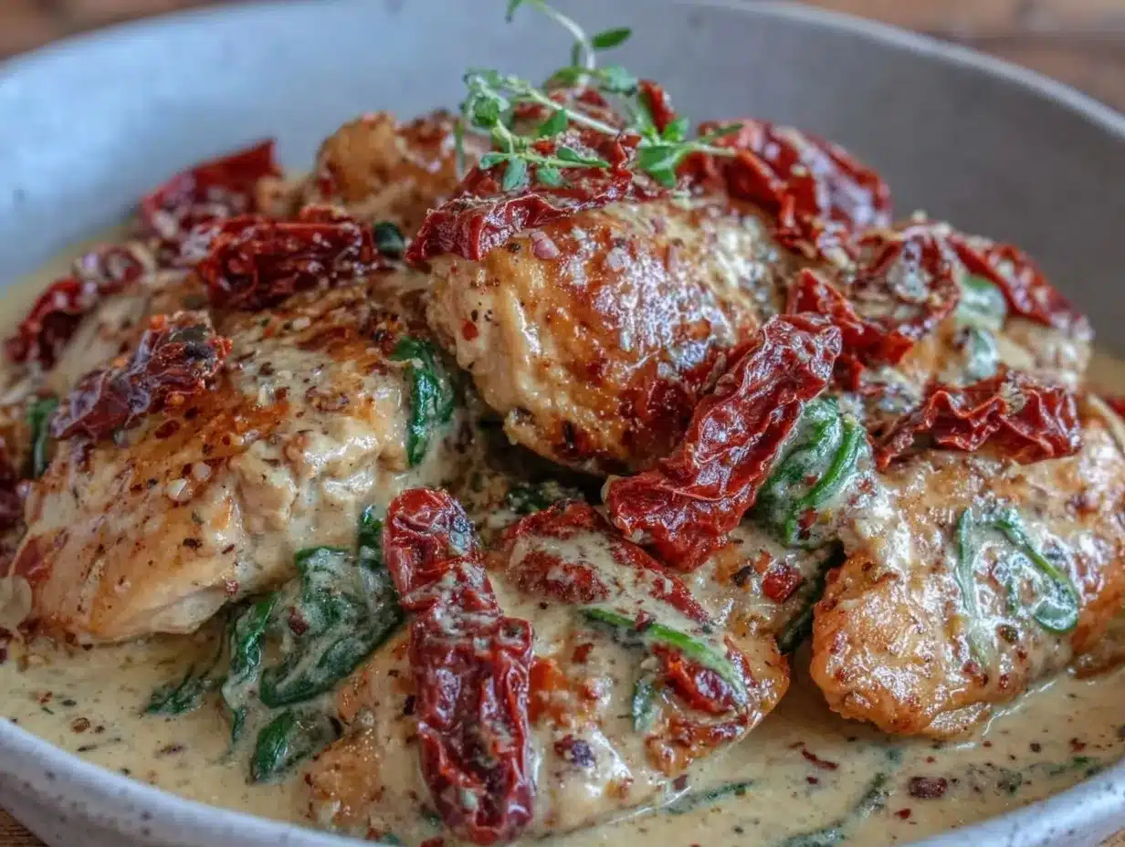 Crockpot Creamy Tuscan Garlic Chicken: 5 Easy Steps 4 Crockpot Creamy Tuscan Garlic Chicken preparation steps