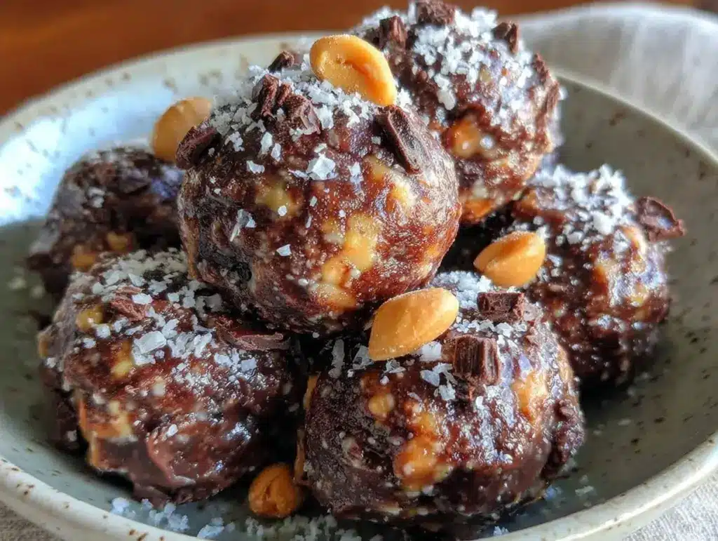 Home 1 dairy-free no-bake chocolate peanut butter protein balls - featured image