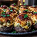 jalapeno popper stuffed mushrooms - featured image