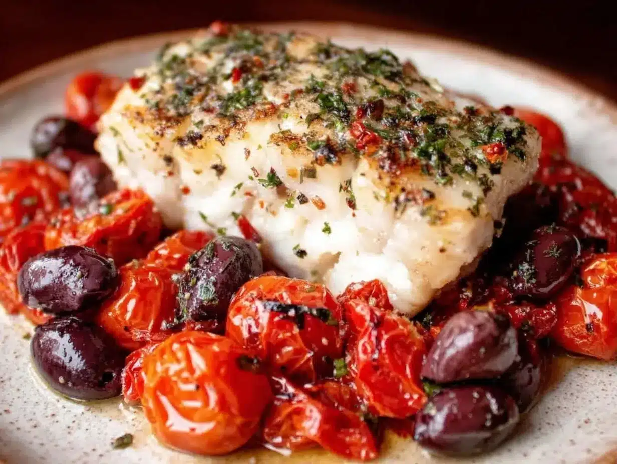 Mediterranean Baked Cod: Grilled with Cherry Tomatoes 4 Mediterranean baked cod preparation steps