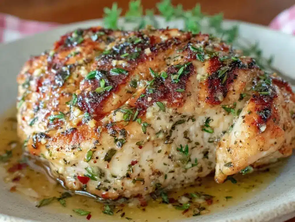 Home 3 oven-baked chicken breast with garlic herb butter - featured image