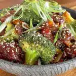 sesame garlic beef and broccoli - featured image